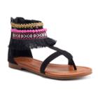 So&reg; Girls' Ankle Cuff Sandals, Girl's, Size: 1, Black