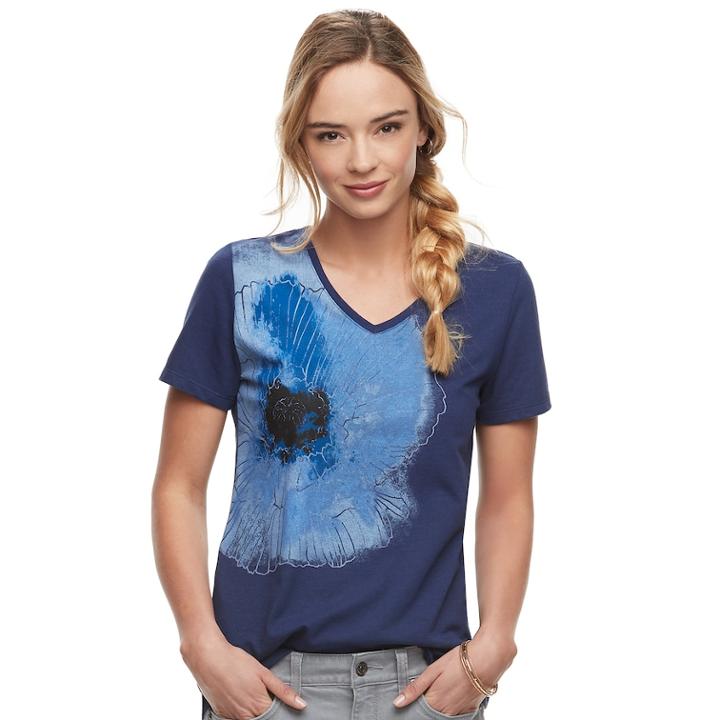 Women's Sonoma Goods For Life&trade; Graphic V-neck Tee, Size: Small, Blue (navy)