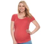 Maternity A:glow Ruched Scoopneck Tee, Women's, Size: M-mat, Med Pink