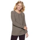 Women's Sonoma Goods For Life&trade; Lattice Cable-knit Crewneck Sweater, Size: Large, Med Brown