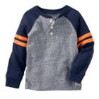 Boys 4-12 Oshkosh B'gosh&reg; Raglan Striped Sleeve Henley, Size: 5, Blue