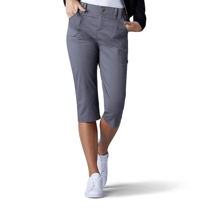 Petite Lee Lyric Twill Skimmer Capris, Women's, Size: 14 Petite, Med Grey