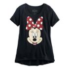 Disney's Minnie Mouse Girls 7-16 Big Face Glitter Graphic Tee, Girl's, Size: Medium, Black