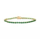 Gold Tone Sterling Silver Simulated Emerald Tennis Bracelet, Women's, Green