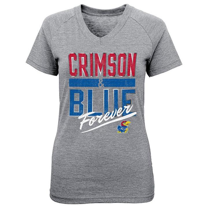 Girls 7-16 Kansas Jayhawks Palladium Tee, Girl's, Size: L(14), Grey