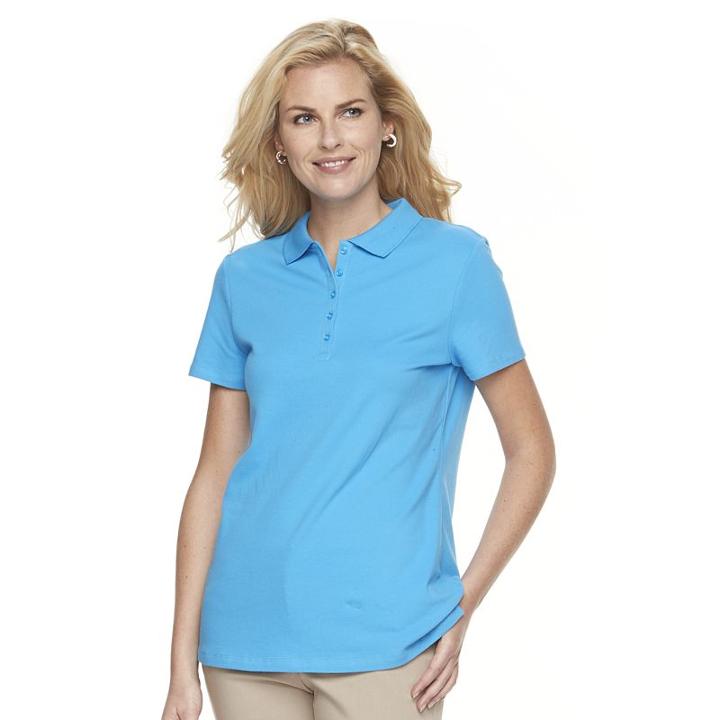 Women's Croft & Barrow&reg; Classic Solid Polo, Size: Small, Blue (navy)