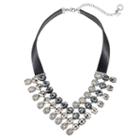 Simply Vera Vera Wang Faux Leather Oval Stone Statement Necklace, Women's, Multicolor