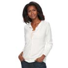 Women's Croft & Barrow&reg; Ribbed-trim Cardigan, Size: Large, White