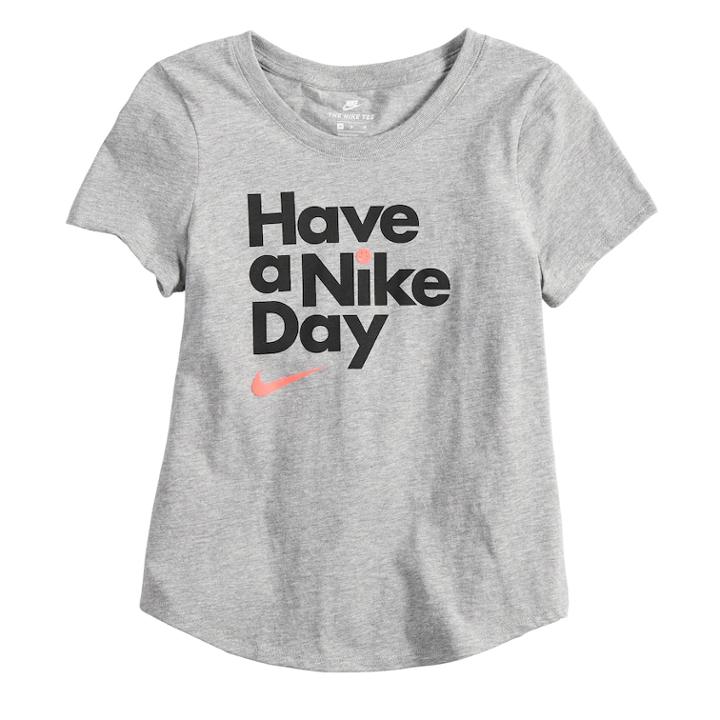 Girls 7-16 Nike Have A Nike Day Swoosh Tee, Size: Xl, Grey