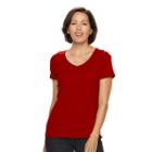 Women's Croft & Barrow&reg; Essential V-neck Tee, Size: Small, Med Red