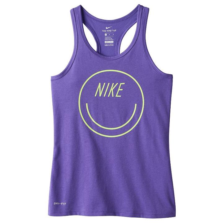 Girls 7-16 Nike Smiley Face Racerback Tank Top, Girl's, Size: Xl, Purple Oth
