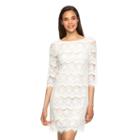 Women's Jessica Howard Fringe Lace Shift Dress, Size: 12, White Oth