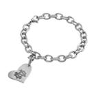 Fiora Stainless Steel Notre Dame Fighting Irish Heart Charm Bracelet, Women's, Size: 8, Grey
