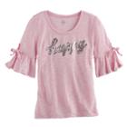 Girls 7-16 So&reg; 3/4-length Bell Sleeve Sequin Striped Tee, Size: 12, Brt Orange