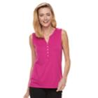 Women's Croft & Barrow&reg; Sleeveless Henley Top, Size: Xl, Med Pink