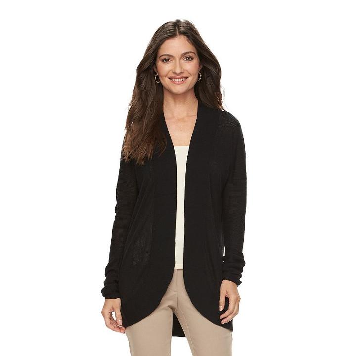 Women's Croft & Barrow&reg; Textured Cardigan, Size: Xxl, Black