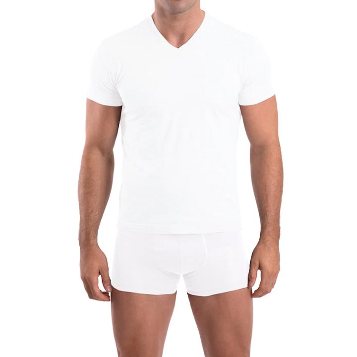Men's Nick Graham 3-pack Modern-fit Cotton V-neck Tees, Size: Medium, White