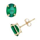 Lab-created Emerald 10k Gold Oval Stud Earrings, Women's, Green