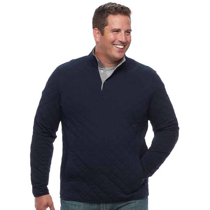 Big & Tall Croft & Barrow&reg; Classic-fit Quilted Mockneck Pullover, Men's, Size: Xxl Tall, Blue