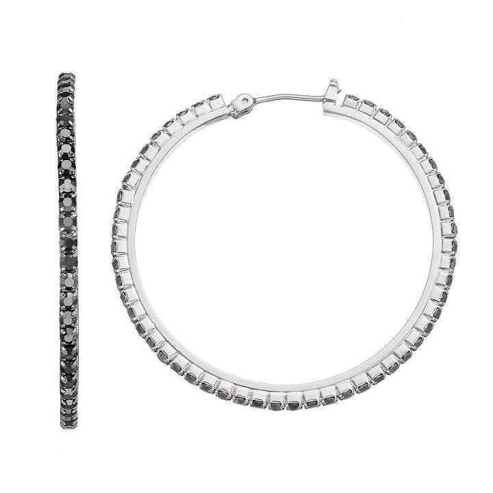 Simply Vera Vera Wang Black Cup Chain Nickel Free Hoop Earrings, Women's