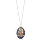Sterling Silver Pressed Flower Virgin Mary Pendant Necklace, Women's, Size: 18, Multicolor