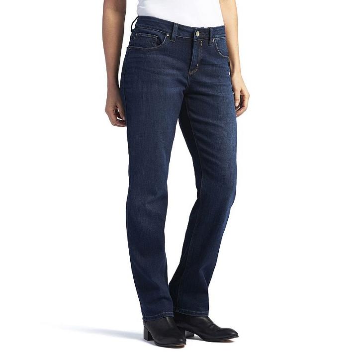 Women's Lee Perfect Fit Straight-leg Jeans, Size: 6 Avg/reg, Dark Blue