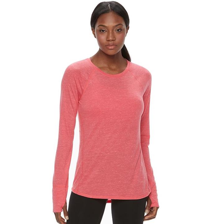 Women's Tek Gear&reg; Long Sleeve Tee, Size: Xs, Brt Pink