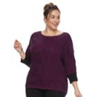 Plus Size Dana Buchman Wave Boatneck Sweater, Women's, Size: 1xl, Dark Pink