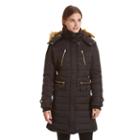 Women's Excelled Long Hooded Puffer Jacket, Size: Medium, Black
