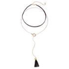 Gs By Gemma Simone Black Tassel Lariat & Choker Necklace Set, Women's, Size: 12.5