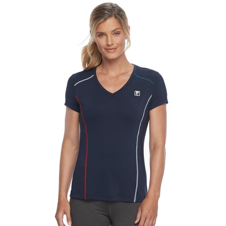Women's Fila Sport&reg; Essential V-neck Short Sleeve Tee, Size: Medium, Blue (navy)