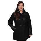 Plus Size Excelled Hooded Toggle Wool-blend Coat, Women's, Size: 1xl, Black