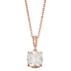 Cubic Zirconia 14k Rose Gold Over Brass Pendant Necklace, Women's, White