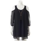Juniors' Lily Rose Chiffon Cold Shoulder Dress, Girl's, Size: Small, Black