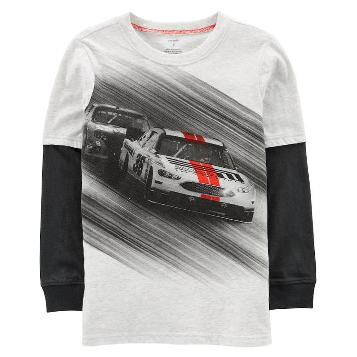 Boys 4-12 Carter's Race Car Mock Layer Graphic Tee, Size: 6, Light Grey
