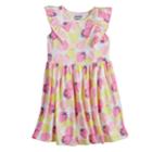 Girls 4-10 Jumping Beans&reg; Pom-pom Ruffle Trim Patterned Flutter Dress, Size: 7, Natural