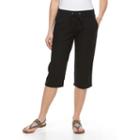 Petite Croft & Barrow&reg; Linen-blend Capris, Women's, Size: M Petite, Grey (charcoal)