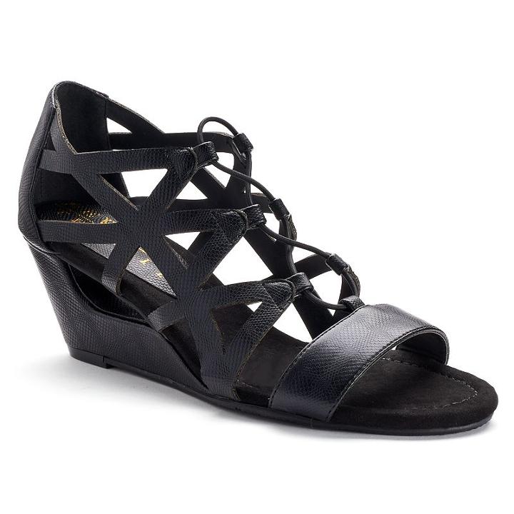 New York Transit Brightest Play Women's Wedge Sandals, Size: Medium (9.5), Black
