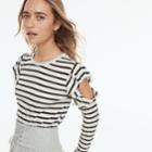 K/lab Striped Cold-shoulder Top, Kids Unisex, Size: Small, White