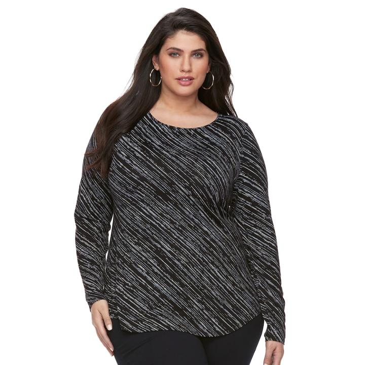 Plus Size Apt. 9&reg; Geometric Print Tee, Women's, Size: 3xl, Black