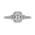 Cherish Always Round-cut Diamond Frame Engagement Ring In 10k White Gold (1/4 Ct. T.w.), Women's, Size: 6.50