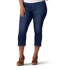 Plus Size Lee Pull-on Slimming Capri Jeans, Women's, Size: 20 - Regular, Dark Blue