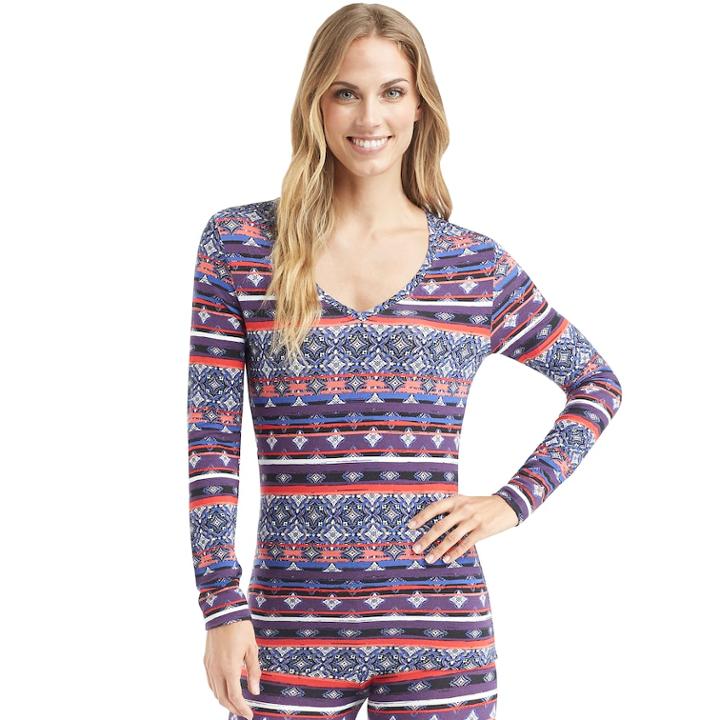 Women's Cuddl Duds Softwear V-neck Top, Size: Xlrg Av/rg, Purple