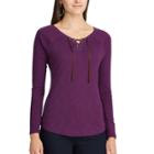 Women's Chaps Lace-up Top, Size: Medium, Purple