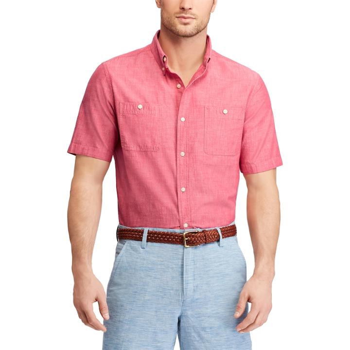 Big & Tall Chaps Classic-fit Chambray Button-down Shirt, Men's, Size: Xl Tall, Red