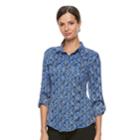 Women's Dana Buchman Nailhead Camp Shirt, Size: Xs, Blue