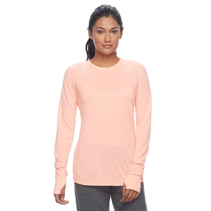 Petite Tek Gear&reg; Long Sleeve Tee, Women's, Size: L Petite, Brt Orange