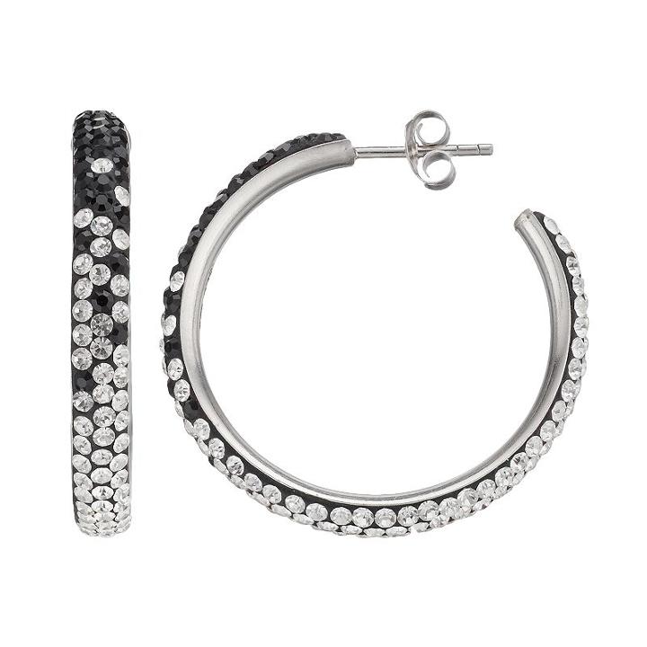 Crystal Splendor Platinum Over Silver Hoop Earrings, Women's, Multicolor