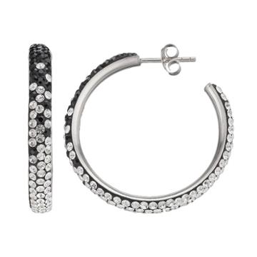 Crystal Splendor Platinum Over Silver Hoop Earrings, Women's, Multicolor
