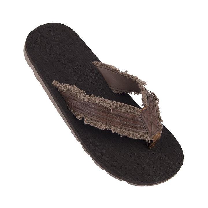 Men's Wembley Frayed Flip-flops, Size: Large, Dark Brown